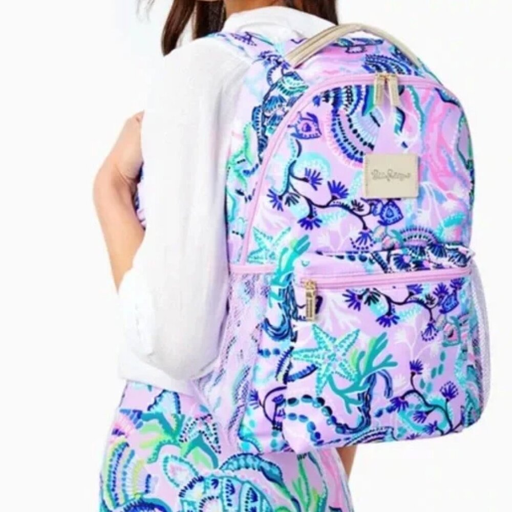 NWOT Lilly Pulitzer Bahia Backpack Lilac Freesia Mermaid For You